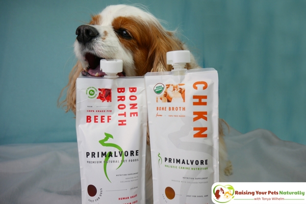 Health Benefits of Bone Broth for Dogs. Primalvore Collagen Boosted Bone Broth Review. #raisingyourpetsnaturally 