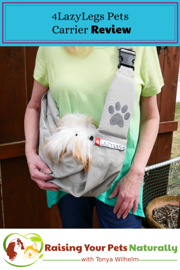 4LazyLegs Pets Carrier sling review. Sometimes a dog needs a little help and a dog sling just may be the solution. #raisingyourpetsnaturally #petcarrier #dogcarrier #dog backpack #dogsling #dogfrontcarrier